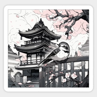 Japanese Scenery with bird Sticker